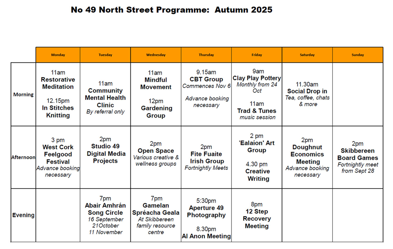 49NS Jan 25 Schedule