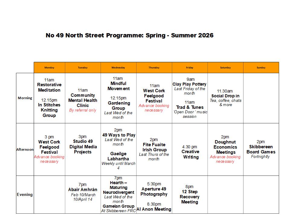 49 north St Feb 2026 49NS Jan 25 Schedule