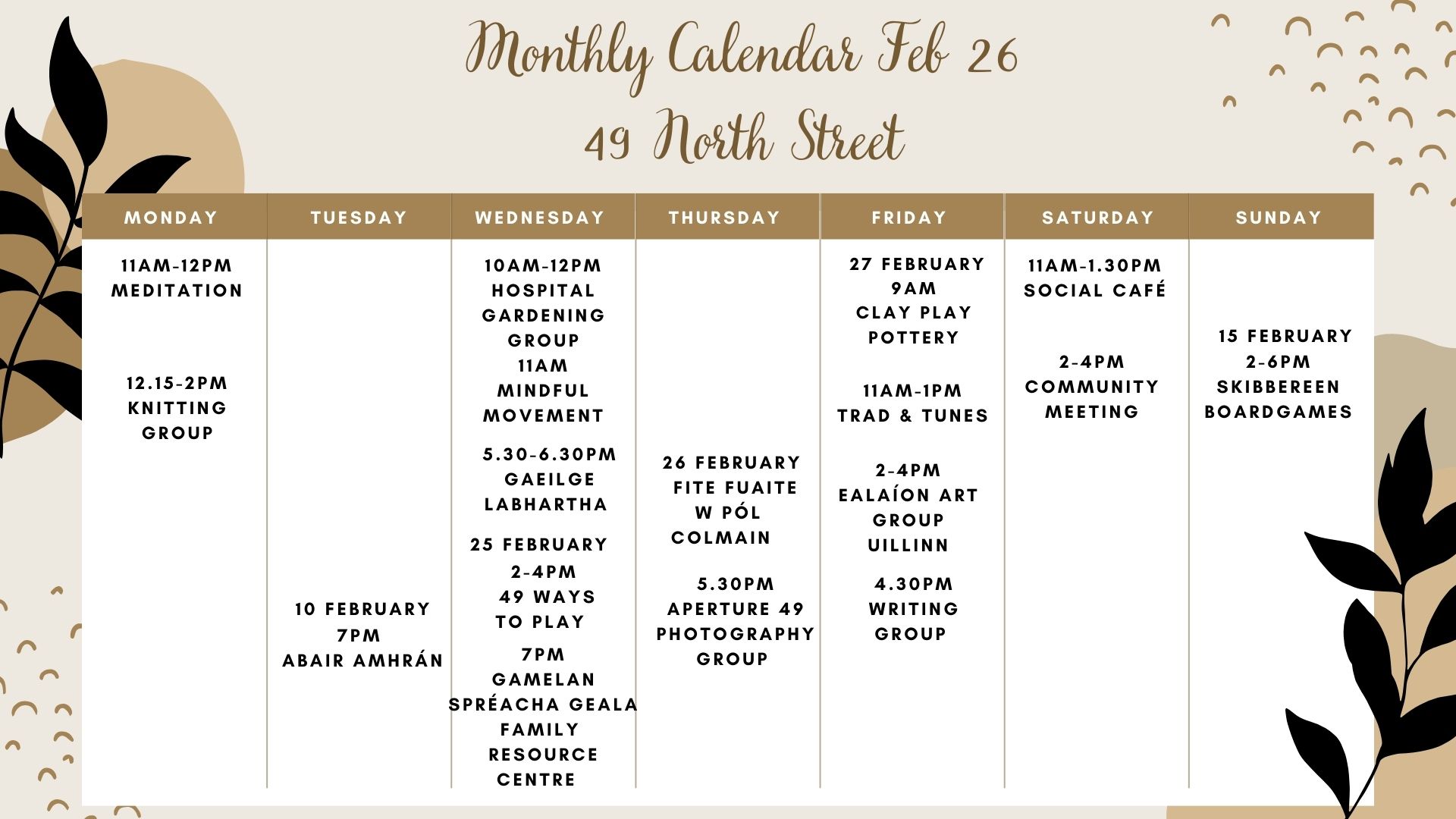 49NS Jan 25 Schedule